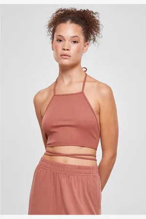 Urban classics Ladies Rib Trapeze Cropped Top terakota