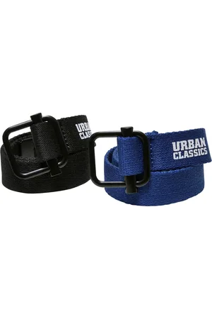 Urban classics Industriální plátěný pásek Kids 2-Pack černo/modrý