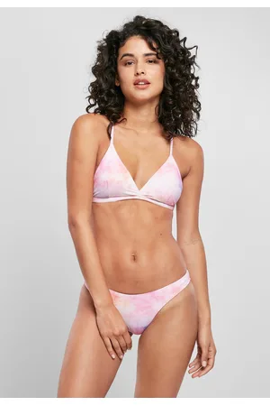 Urban classics Dámské bikiny s kravatou Dye Triangle Back růžové vícebarevné