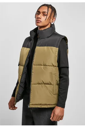 Urban classics Block Puffer Vest černá/tiniolive
