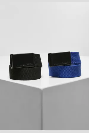 Urban classics Dětský plátěný pásek po 2 kusech černá+modrá