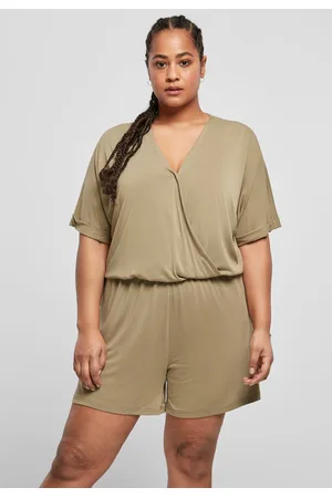 Urban classics Dámský krátký modální overal v khaki barvě