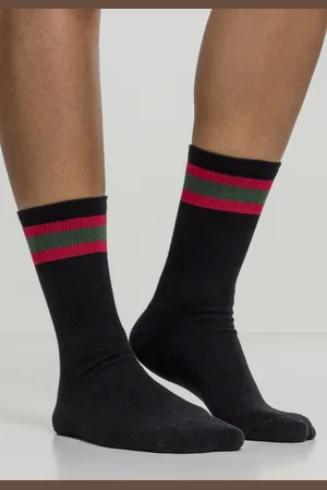 Urban classics Pruhované sportovní ponožky 2-pack /ohnivě červená/zelená