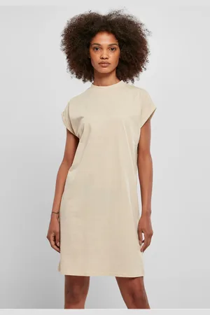 Urban classics Dámské šaty Turtle Extended Shoulder béžové