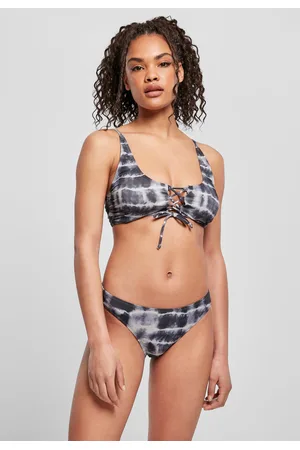 Urban classics Dámské šněrovací bikiny černé/bílé