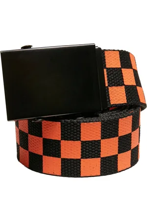Urban classics Check And Solid Canvas Belt 2-Pack /oranžová
