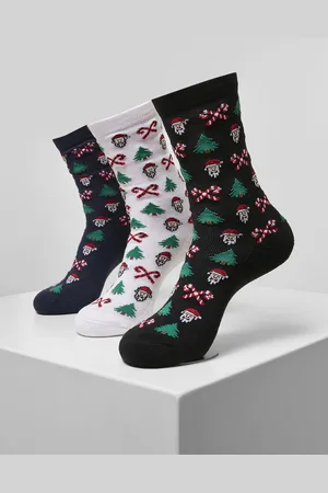 Urban classics Vánoční ponožky Grumpy Santa Christmas - 3-Pack černá/námořnická/bílá