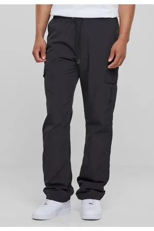 Urban classics Nylonové cargo kalhoty s rovnými nohama černé
