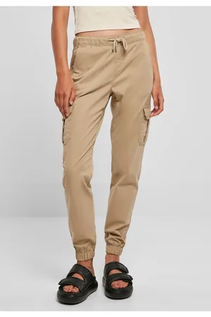 Urban classics Dámské cargo joggingové kalhoty s vysokým pasem unionbéžové