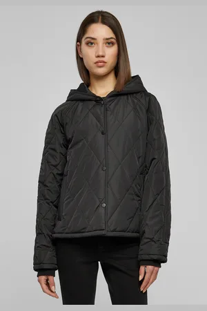 Urban classics Dámská oversized diamantová prošívaná bunda s kapucí