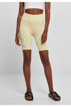 Urban classics Dámské šortky High Waist Tech Mesh Cycle, měkké žluté