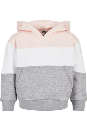 Urban classics Dívčí oversize 3-tónová mikina světle růžová/bílá/