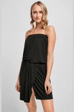 Urban classics Dámské krátké bandeau šaty z viskózy černé