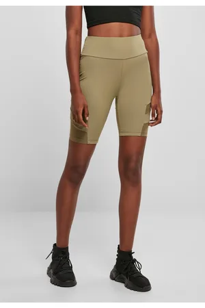 Urban classics Dámské khaki šortky High Waist Tech Mesh Cycle