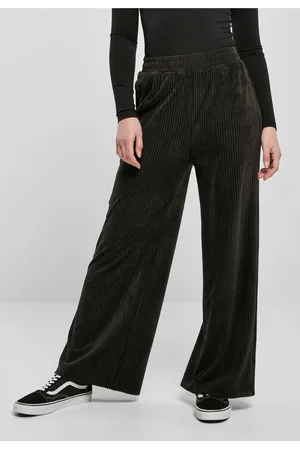 Urban classics Dámské kalhoty Velvet Rib Straight Sweat černé