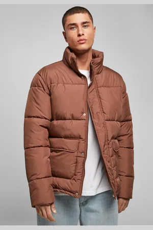 Urban classics Krátká bunda Short Puffer Jacket - hnědá