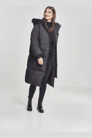 Urban classics Dámský oversize kabát z umělé kožešiny blk/blk