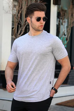 MADMEXT Pánské slim fit tričko 4951 šedé