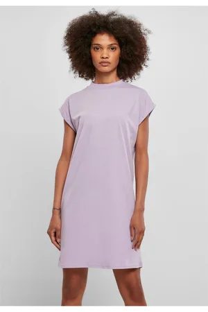 Urban classics Dámské šaty Turtle Extended Shoulder lila