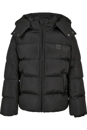 Urban classics Chlapecká bunda Puffer s kapucí černá