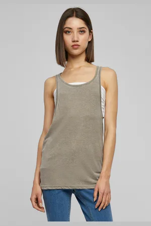 Urban classics Ladies Loose Burnout Tank olivový