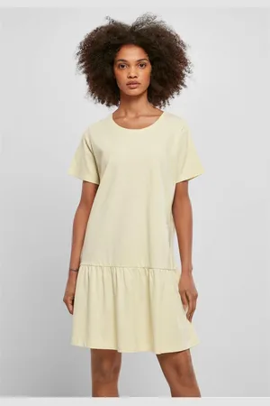 Urban classics Dámské šaty Valance sv. žluté