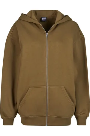 Urban classics Dámská letní olivová mikina na zip