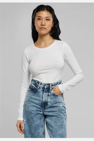 Urban classics Dámské body Jersey s dlouhým rukávem bílé