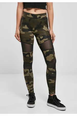 Urban classics Dámské legíny Camo Tech Mesh woodcamo/blk