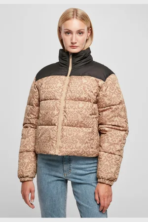 Urban classics Dámská bunda AOP Retro Puffer Unionbeigedamast