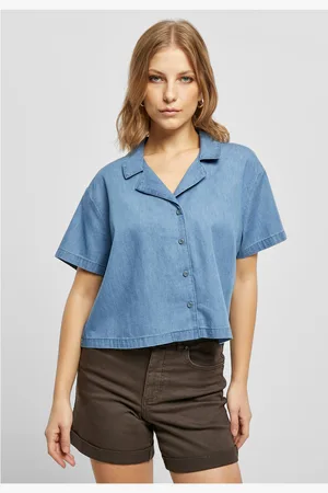 Urban classics Dámská košile Light Denim Resort Skyblue sepraná