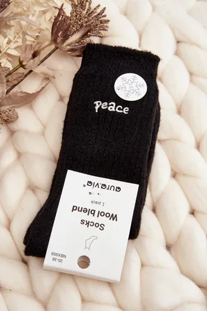 Aura.via Dámské teplé ponožky s nápisem černé