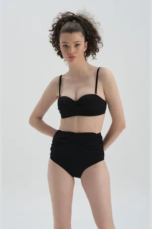 Dagi Black and White Smooth High Waist Bikini Bottom