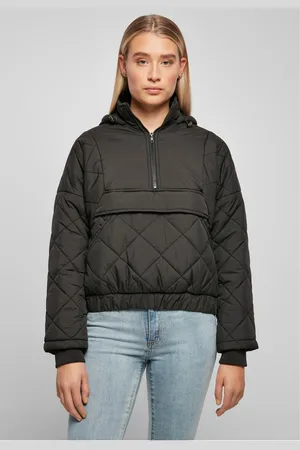 Urban classics Dámská oversized diamantová prošívaná přetahovací bunda černá