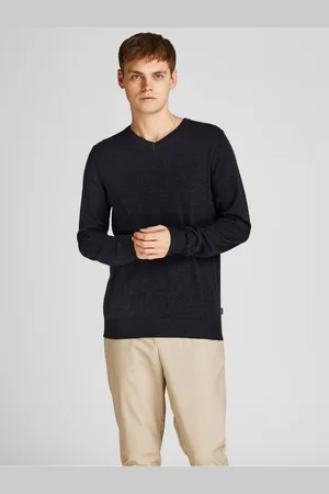 JACK & JONES Černý basic svetr Emil - Pánské