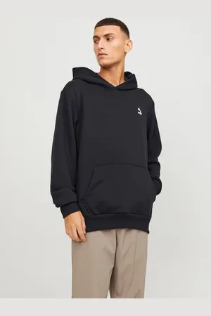 JACK & JONES Černá pánská mikina s kapucí Triangle - Pánské