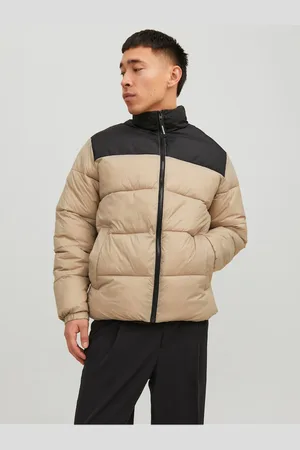 JACK & JONES Černo-béžová pánská zimní prošívaná bunda Etoby - Pánské