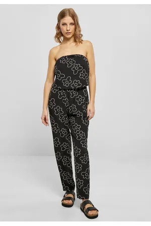 Urban classics Dámský overal z viskózy Bandeau blackflower