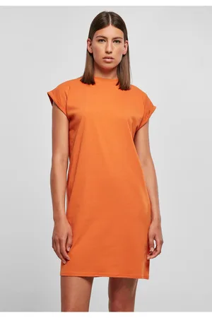 Urban classics Dámské šaty Turtle Extended Shoulder oranžové