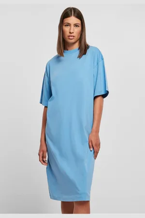 Urban classics Dámské organické dlouhé oversized triko šaty horizonblue