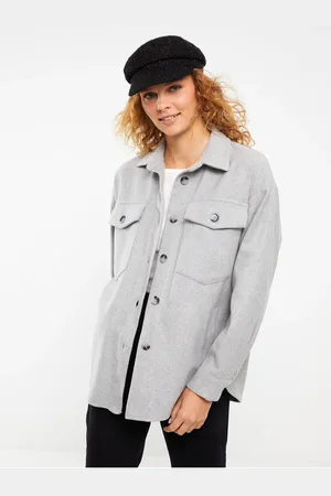 LC Waikiki Front Button Closure Plain Long Sleeve Women