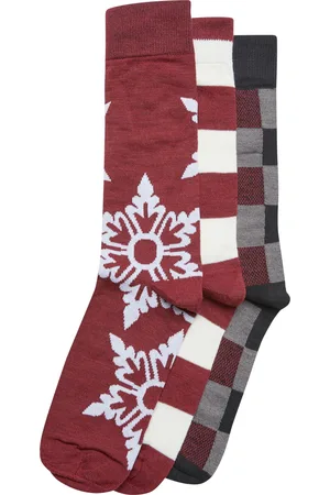 Urban classics Vánoční ponožky Snowflake 3-balení - vínové