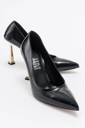LuviShoes Dámské lodičky MERLOT z černé lakované kůže