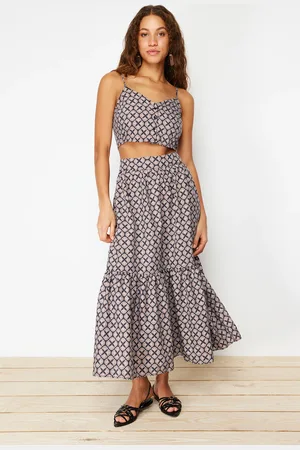 Trendyol Multicolored Patterned Flared Maxi Length Woven Skirt