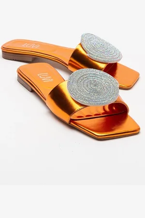 LuviShoes KLAP oranžové kamenné dámské pantofle