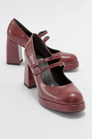 LuviShoes OREAS dámské boty na podpatku s vínově červeným vzorem