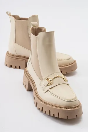 LuviShoes VESPER Beige Buckle Women