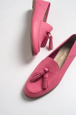 LuviShoes F04 Pink Skin Genuine Leather Tassel Women