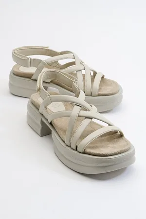 LuviShoes Senza dámské béžové sandály z pravé kůže