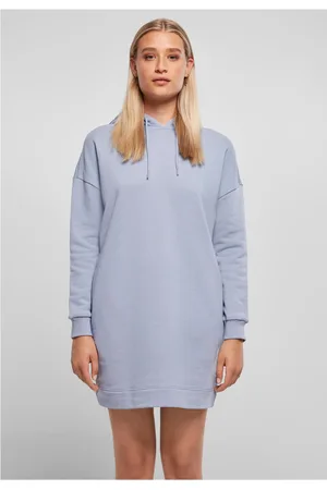 Urban classics Dámské organické oversized froté šaty s kapucí violablue